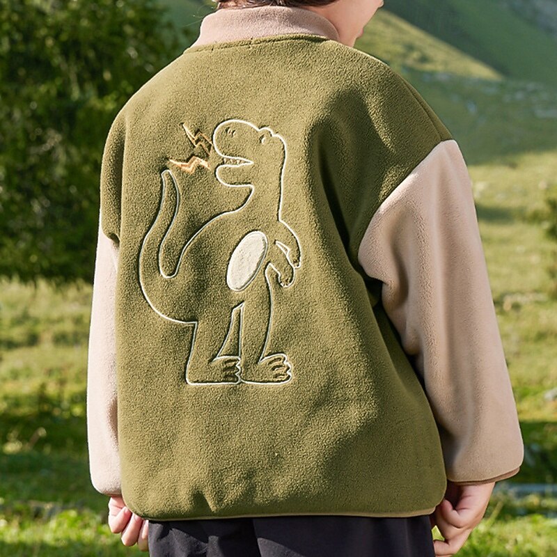 Barn Unisex Fleece-jacka Baseballjackor Ytterkläder Färgblock Långärmad Komfort Knappar Håller värmen Mjukt Fleece Täcka Utomhus Mode Dagligen Blå Grön Grå Vår Höst 4 år + 2025 - $36.99 –P1