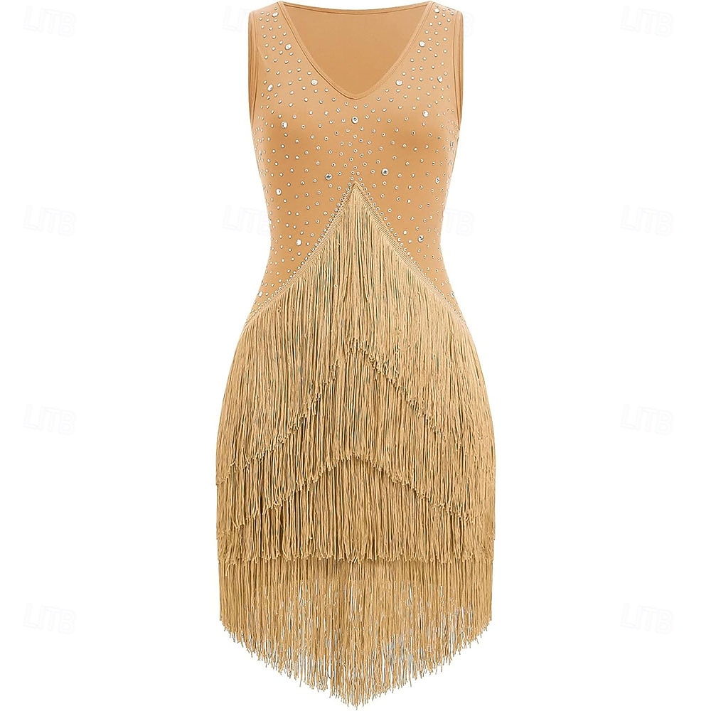 Rochie de dans latino cu ciucuri și strasuri pentru femei, costume de dans de sală pentru competiții, tango, salsa, rochii de dans flapper 2025 - $126.99 –P1