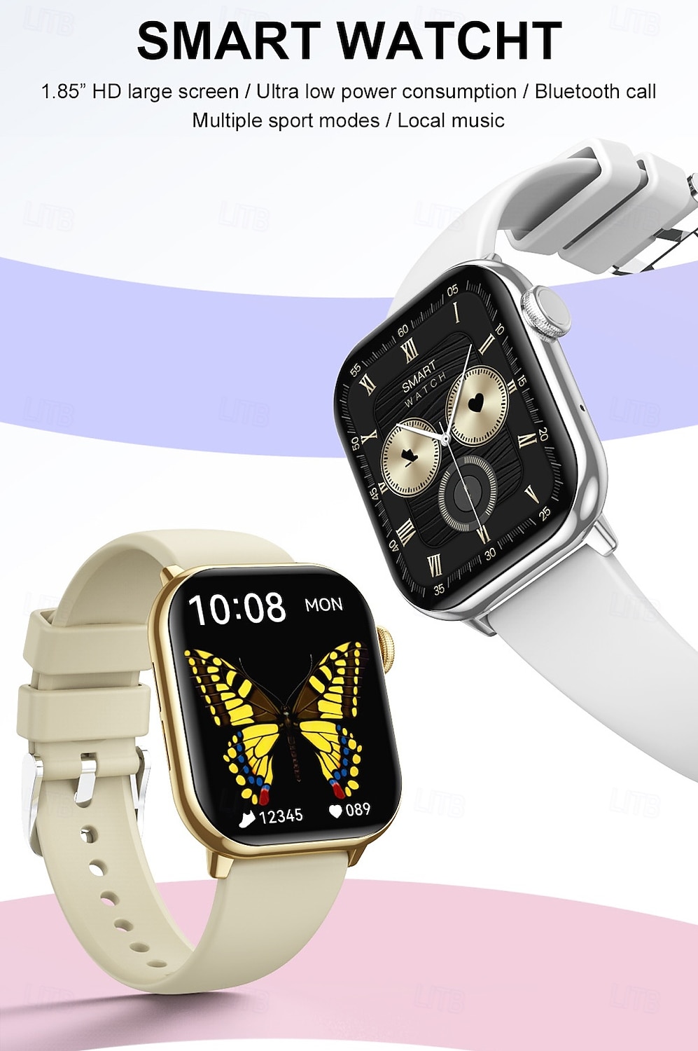 Montre connectée grand écran 1,85 pouces pour hommes et femmes, appels Bluetooth, 100 modes sportifs, fréquence cardiaque, sommeil, santé, musique locale, météo de 2025 ? $57.99 –P1