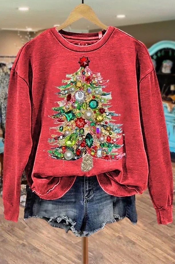 Γυναικεία Φούτερ πουλόβερ Γραφική Άγιος Βασίλης Χριστουγεννιάτικο δέντρο Μοντέρνα Καθημερινό Μακρυμάνικο Στρογγυλή Ψηλή Λαιμόκοψη Κανονικά μπλουζάκια Δρόμος Καθημερινή Ένδυση Causal Στάμπα 2025 - $31.99 –P3