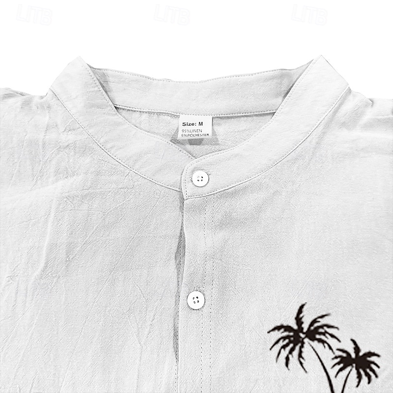 Miesten Paita Pellava paita Rento paita Button Up paita Puuvillainen paita Palmu Loma Havaijilainen Musta Valkoinen Khaki Harmaa Pitkähihainen Nauhakaulus Kevät Syksy Vaatetus Painettu 2025 - $25.99 –P3