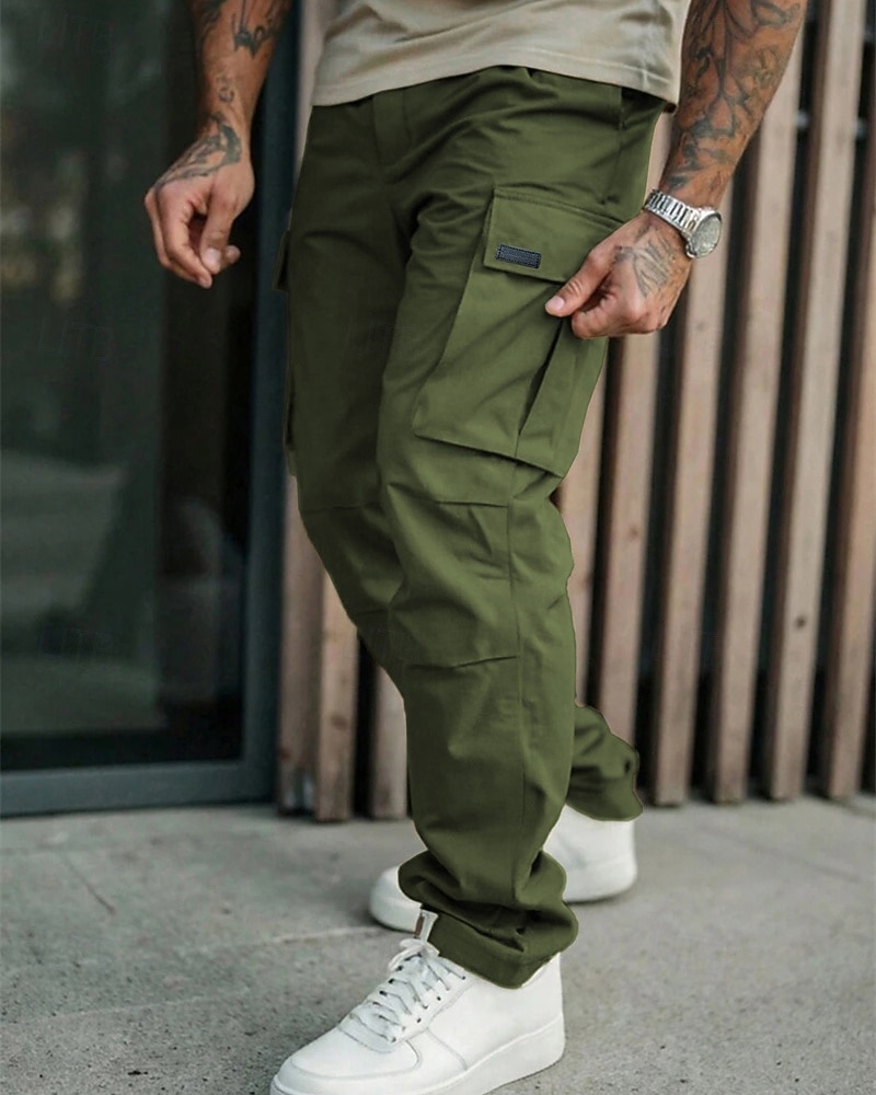 Per uomo Pantaloni Cargo Pantaloni Multi-tasche Tasca con Patta Semplice Indossabile All'aperto Quotidiano Campeggio & Escursionismo Moda Classico Nero Verde militare del 2025 a $22.99 –P8