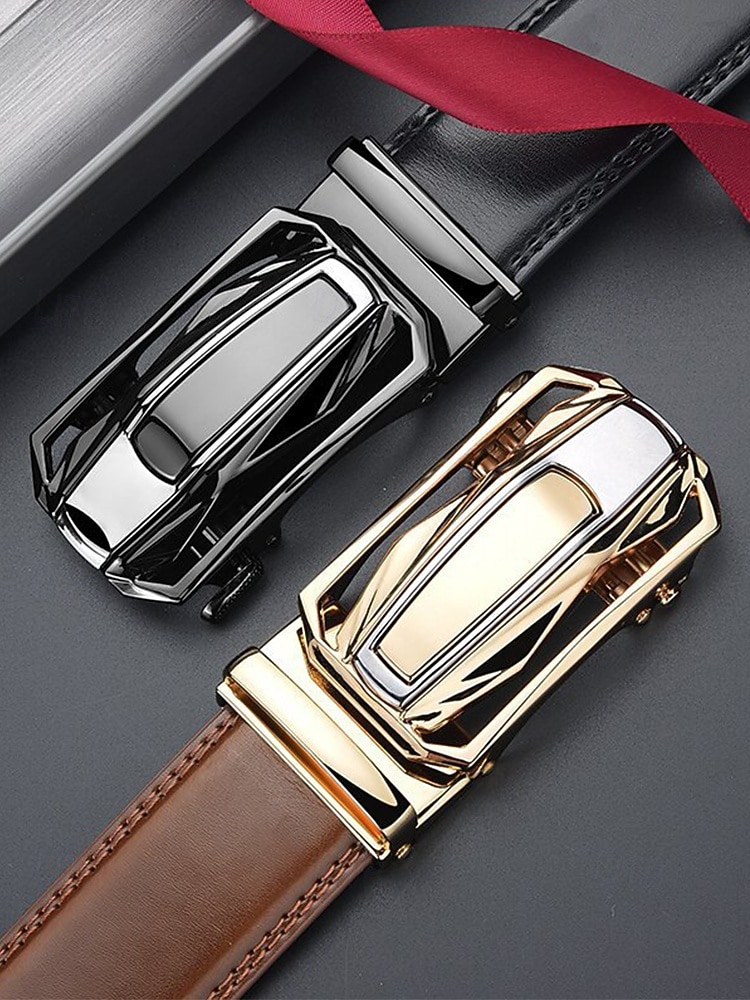 Herrebelte i ekte skinn med bilspenne – luksuriøst automatisk skrallebelte til dress for forretnings-, fritids- og formell bruk 2025 - $18.99 –P4