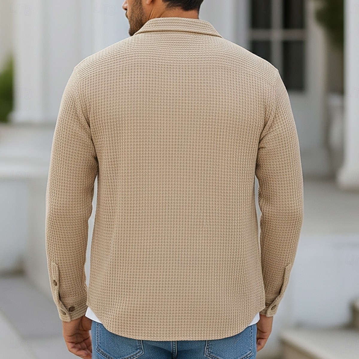 Herren Hemd Waffelhemd Freizeithemd Knopfhemd Schwarz Weiß Wein Marineblau Blau Langarm Einfach Revers Lässig Täglich Bekleidung Mode Streetwear 2025 - $23.99 –P12