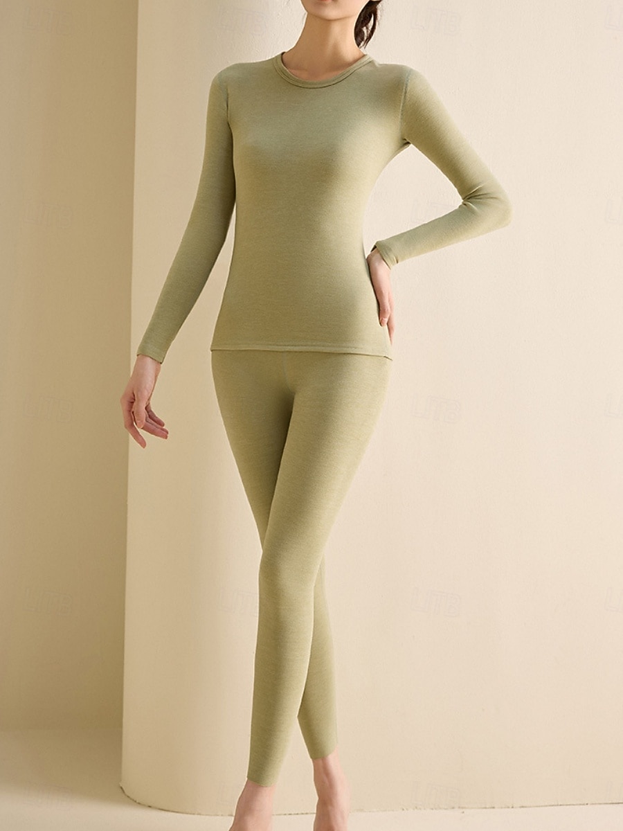 Γυναικεία Ισοθερμικά εσώρουχα Σετ Πυτζάμες Καθημερινό Ανατομικό Μονόχρωμες Ελαστική μέση Παντελόνι Σπίτι Καθημερινά Μακρυμάνικο Στρογγυλή Ψηλή Λαιμόκοψη 2026 - $28.99 –P6