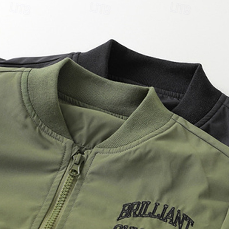 Kids Unisex Baseball Jackets Outerwear Letter Long Sleeve Zipper Pocket Comfort Soft Coat Outdoor Fashion Daily Black Green Spring Fall 4 years+ 2025 - $47.99 –P9