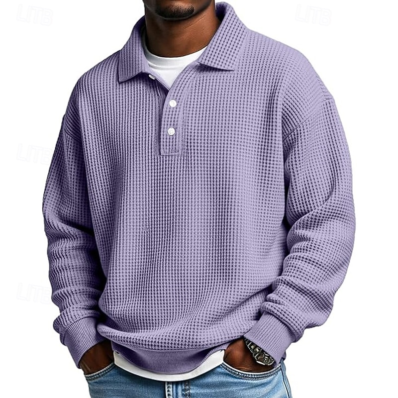 Herre Vaffel poloskjorter Golf skjorte Sport & Utendørs Avslappet Knaphul Langermet Gatemote Kul عادي Klassisk Stil Med Tekstur Høst Vår & Vinter Normal Aprikos Hvit Lysegrønn Militærgrønn Rød Navyblå 2025 - $23.99 –P6