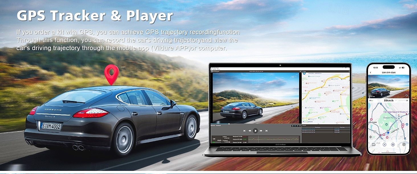 2025年 モバイル接続機能付き、車載用隠し DVR を備えた HD 4k1080p デュアルレンズ カー ダッシュ カメラ。  コレクション – $66.99 –P4