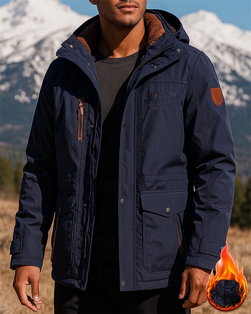 Per uomo Giacca con Cappuccio Giacca da escursionismo Giacca in pile da escursionismo Cotone Inverno All'aperto Calore Termico Antivento Giacche in pile Caccia Arrampicata Campeggio / Escursionismo del 2025 a $63.99 –P1