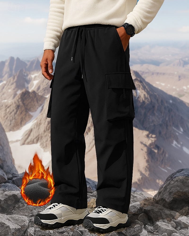 בגדי ריקוד גברים מכנסיים לטיולי הליכה מכנסיים מרופדים בפליסה מעיל חורף מכנסי טרנינג חורף סתיו חיצוני רגיל עמיד למים עמיד חם מכנסיים אלסטית מותניים שחור ירוק צבא מחנאות וטיולים ציד טיפוס S M L XL XXL 2026 - $55.99 –P1