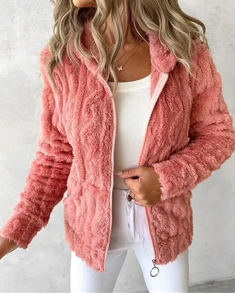 Per donna Giacca in Pile Cappotto Giacca con Cappuccio Caldo Confortevole Cerniera Tasca Moda Moderno Casual Semplice Uscire Weekend Cerniera Regolare Con Cappuccio Vestibilità regolare Manica Lunga del 2025 a $26.99 –P4