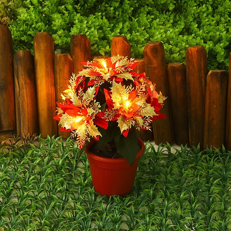 LED-es mikulásvirág virágok, műmikulásvirág növények, műmikulásvirág kompozíciók beltéri kültéri karácsonyi mikulásvirág virágok dekoráció karácsonyi ajándék 2026 - $31.69 –P6