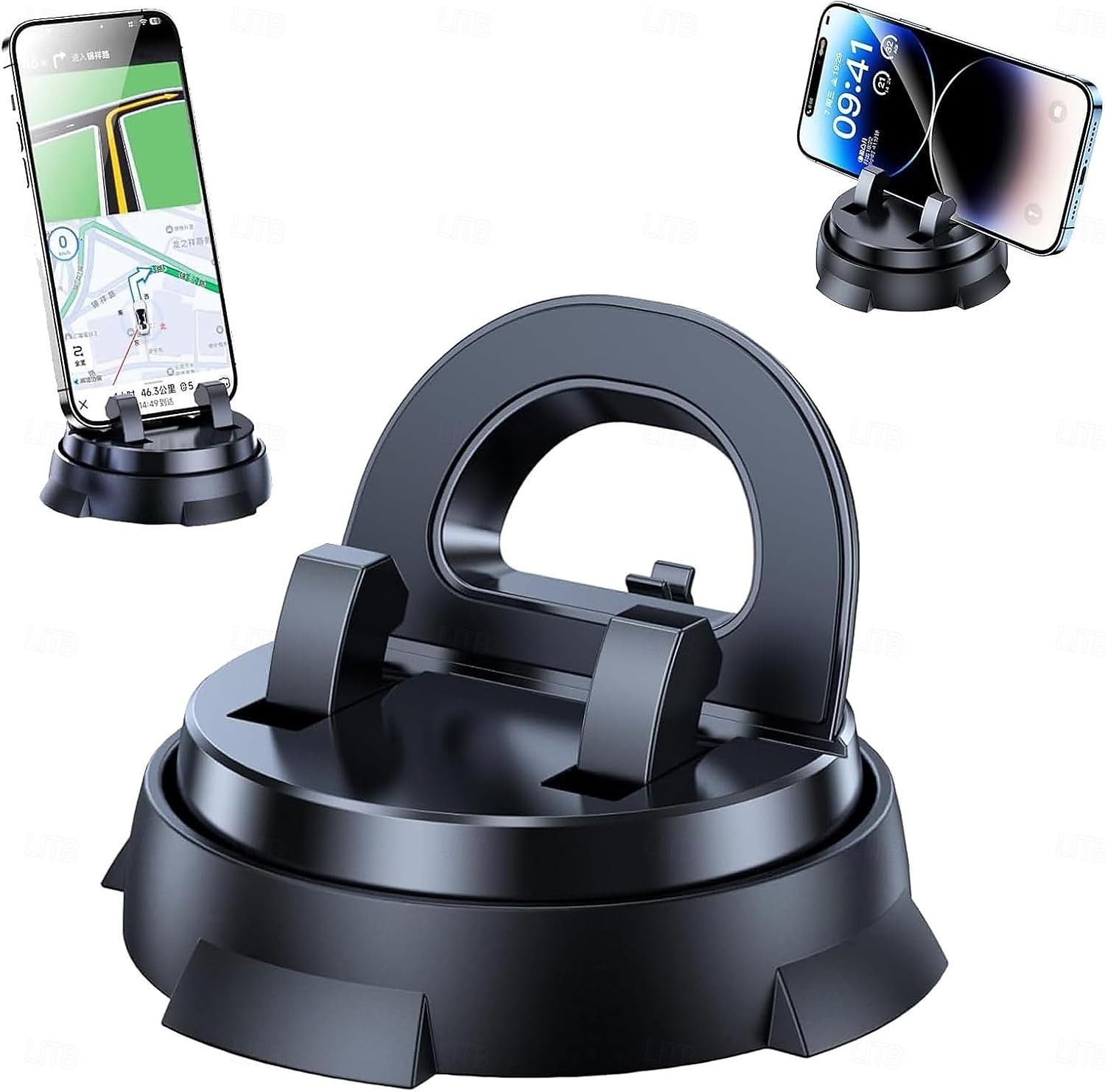 Nastavitelný držák do auta s otočným 360stupňovým uchycením se silikonovým protiskluzovým úchopem, silný adsorpční držák do auta pro všechny mobilní telefony bez nutnosti použití 2026 - $19.99 –P1