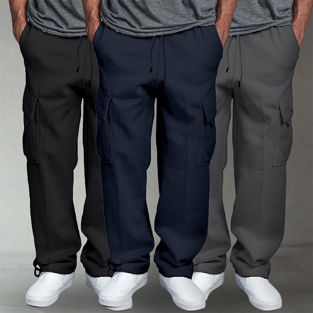Per uomo Pantaloni da Tuta Cargo Pantaloni in Pile Joggers Pantaloni Pantaloni della tuta a gamba dritta Coulisse Elastico in vita Multi-tasche Tinta unica Antivento All'aperto Lunghezza intera del 2026 a $40.99 –P12
