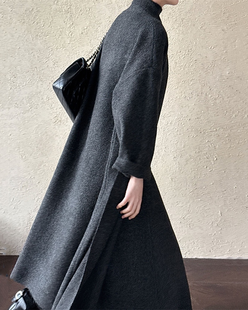Damen Langes Kleid Maxikleid Pulloverkleid Strickkleid Freizeitkleid Kleid-Set Elegant Mode Modern Outdoor Täglich Ausgehen Normale Passform Einfach Langarm Rollkragen Stehkragen Dunkelgray Winter 2025 - $56.99 –P5