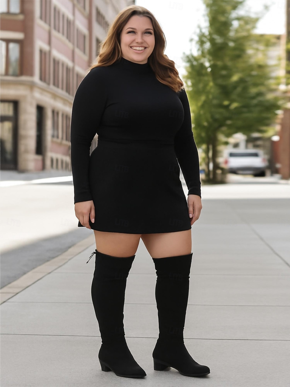 Svarte damestøvletter med ekstra bred passform over kneet, stilige og komfortable støvler for store størrelser, perfekte for avslappet gatestil og høst-/vinterantrekk 2025 - $59.99 –P6