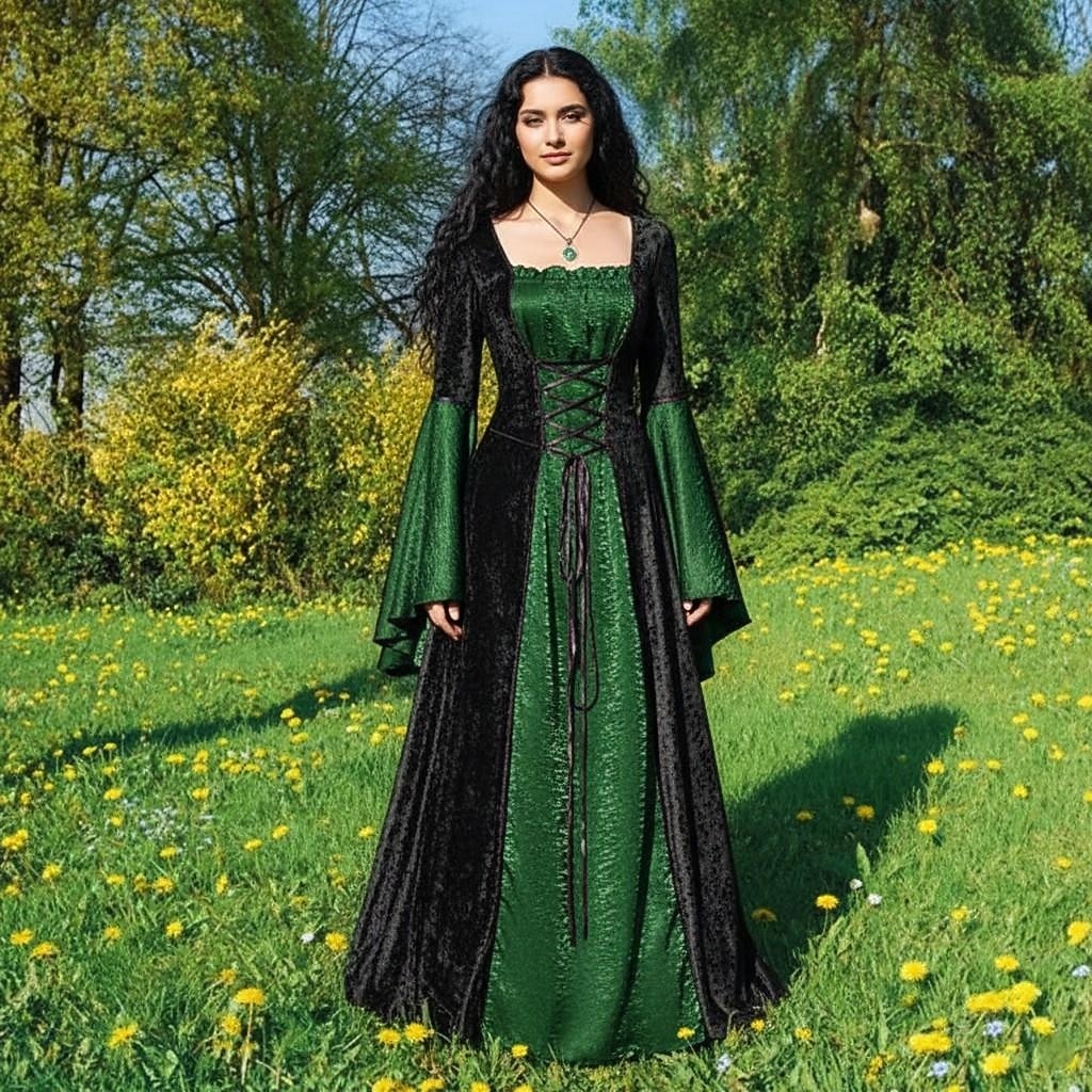 רטרו\וינטאג' ימי הביניים רנסנס שמלות תחפושת מפוארת ויקינג אביר קלטי תחפושות בגדי ריקוד נשים קלטי האלווין (ליל כל הקדושים) קרנבל הצגה LARP רן פייר מבוגרים שמלה 2026 - $52.99 –P1