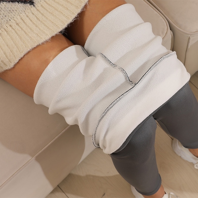 Per donna Chinos Leggings Casual Lunghezza intera Vita media Semplice Elastico in vita Caldo Confortevole Elasticizzato All'aperto Vacanza Streetwear Rosso violaceo Grigio chiaro Grigio scuro Nero del 2025 a $22.99 –P4