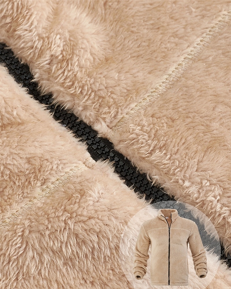 Pánské Zimní bunda Teddy Coat Neformální bunda Dovolená Denní Zahřívací Kapsy Fleece Podzim zima Bez vzoru Módní Šik ven Stojáček Standardní Černá Námořnická modř Hnědá Khaki Tmavě šedá Saka 2025 - $32.99 –P6