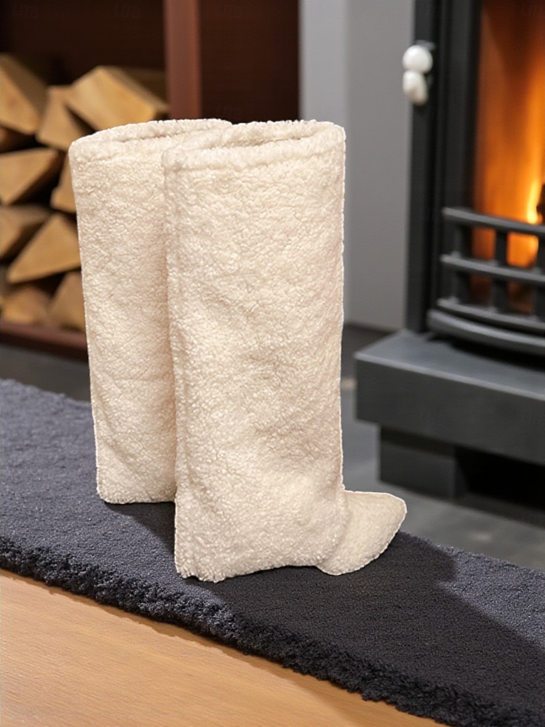 Cizme de damă până la genunchi, albe, din fleece, pantofi de iarnă călduroase și confortabili, cu vârful ascuțit, pentru ținute casual de oraș 2026 - $54.99 –P3