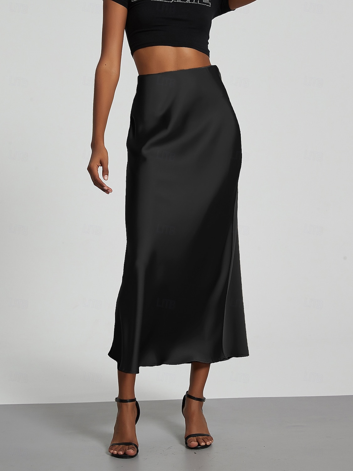 Damen Rock Figurbetont Elegant Mode Midi Hohe Taille Röcke Einfach Mikroelastisch Party Straße Schwarz Wein Khaki Dunkelgrau Frühling Satin Polyester 2025 - $25.99 –P3