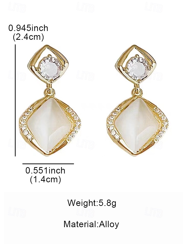 Элегантные женские позолоченные серьги-подвески с кошачьим глазом и цирконом, доступные в вариантах гвоздиков и клипс для свадеб, вечеринок и торжественных случаев 2026 - $11.99 –P8