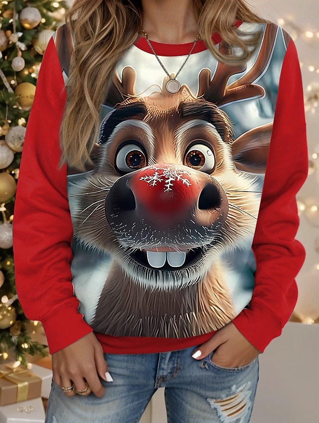 Pentru femei Hanorac pulover Pisica Brad de Crăciun Crăciun Casual Manșon Lung Stil Nautic Topuri obișnuite Stradă Zilnice Casual Negru Galben Roșu Vin Roșu-aprins Albastru piscină Primăvară Toamn 2025 - $28.99 –P2