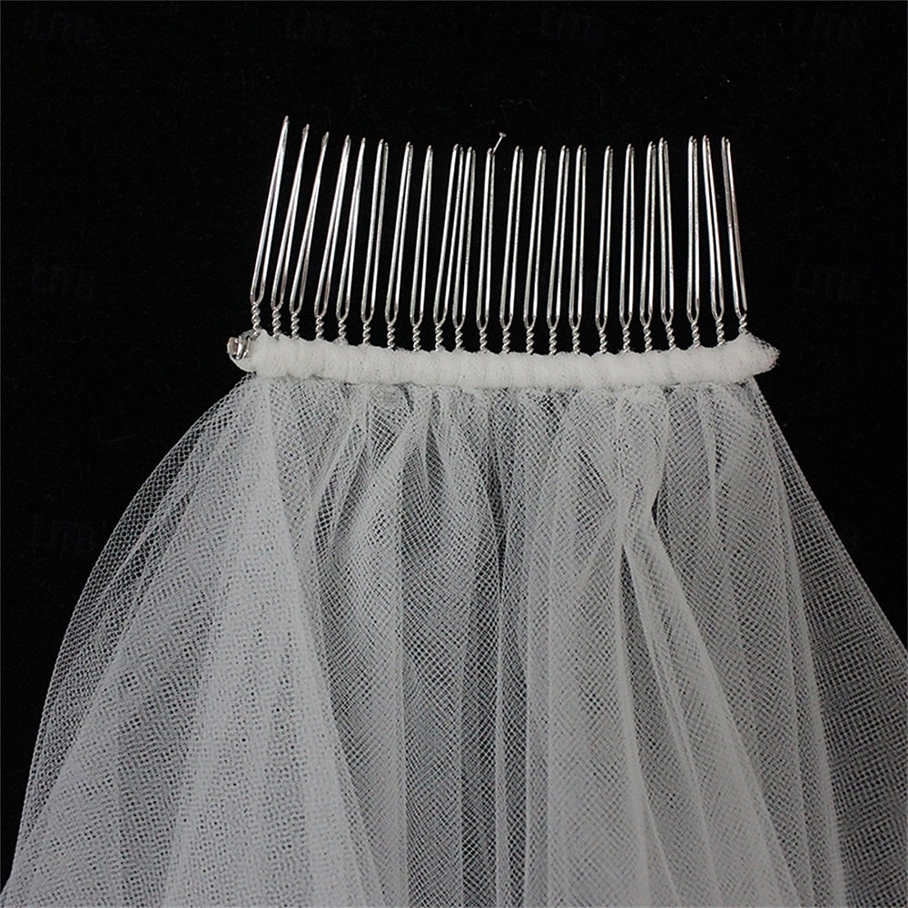 Einstufig Zeitgenössisch / Stilvoll / Klassicher Stil Hochzeitsschleier Ellbogenlange Schleier mit Kamm mit  Blumen / Unifarbe 85 cm Tüll 2025 - $14.99 –P6