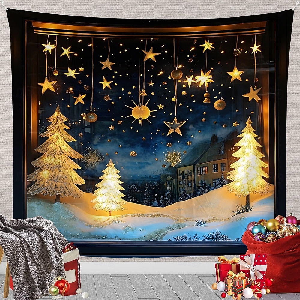2025年 クリスマス吊り下げタペストリー、クリスマスツリーの星飾り