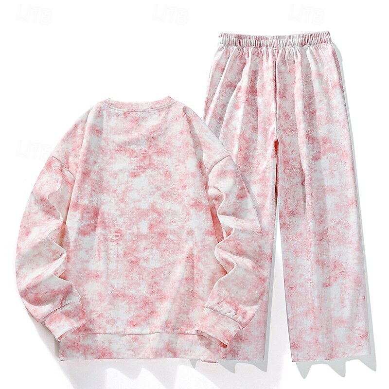 Herren Sweatshirt Trainingsanzug Outfit-Set Rundhalsausschnitt Outdoor Täglich Sport Kordelzug Tasche Druck Schwarz Weiß Rosa Polyester Sportkleidung Mode Streetwear Frühling 2025 - €59.58 –P9