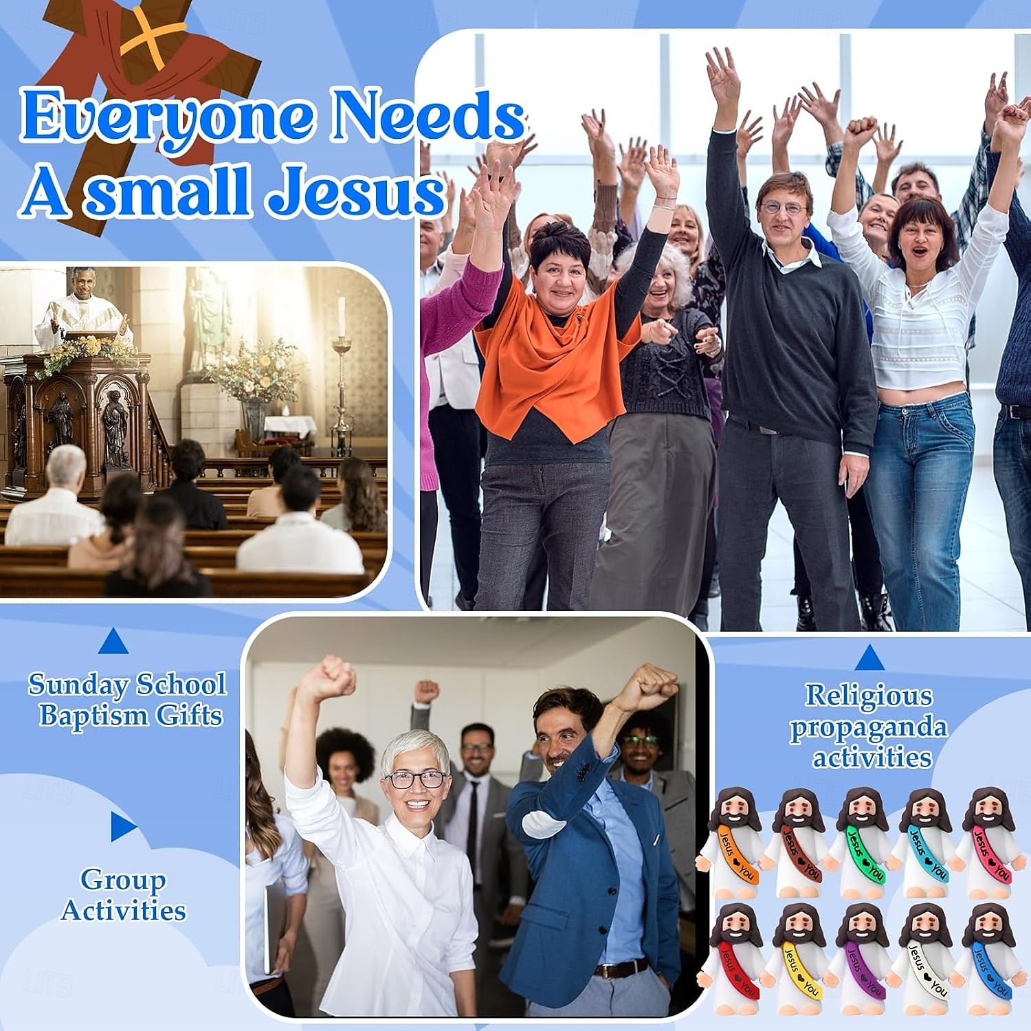 50/100 Stück kleine Jesusfiguren, Original Jesus, ich liebe dich, in Großpackung, winzige Statuen, Mini-Gummispielzeug zum Verstecken spielen, Weihnachts-, religiöse Party-Gastgeschenke, Sonntagsschule 2026 - $21.99 –P5