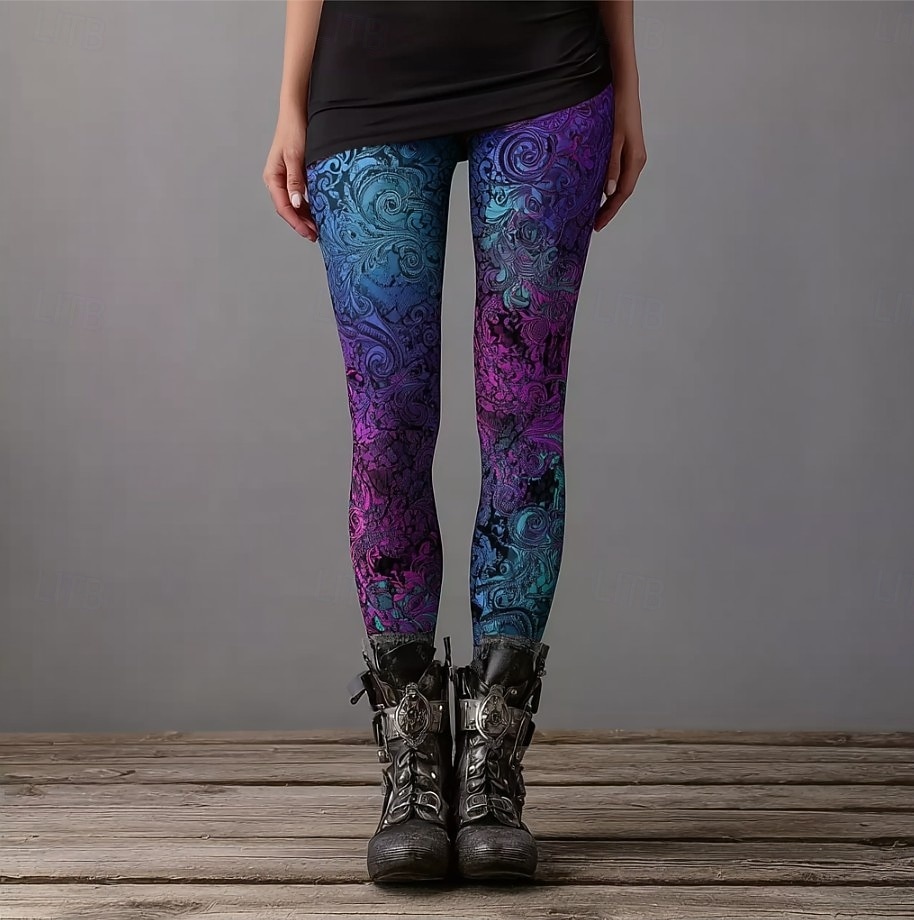 Mulheres Leggings Férias Vintage Moda Comprimento total Cintura Alta Floral Gráfico Abstrato Estampado Térmico / Quente Macio Respirável Com Stretch Férias Rua Violeta Preto Primavera Outono Inverno de 2026 por $21.99 –P2