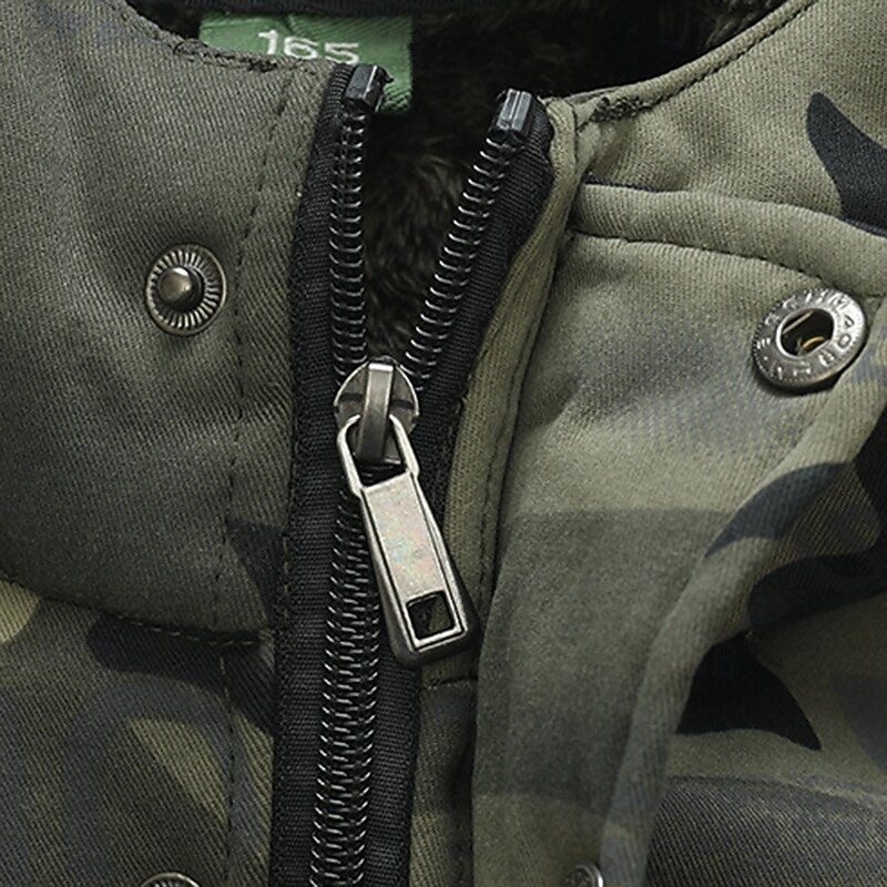 Herr Vandringsjacka Fleece-jacka Pufferjacka Termiskt set Bomull Vinter Utomhus Kamouflage Håller värmen Vindtät Överdelar Svart Grön 2025 - $78.99 –P10