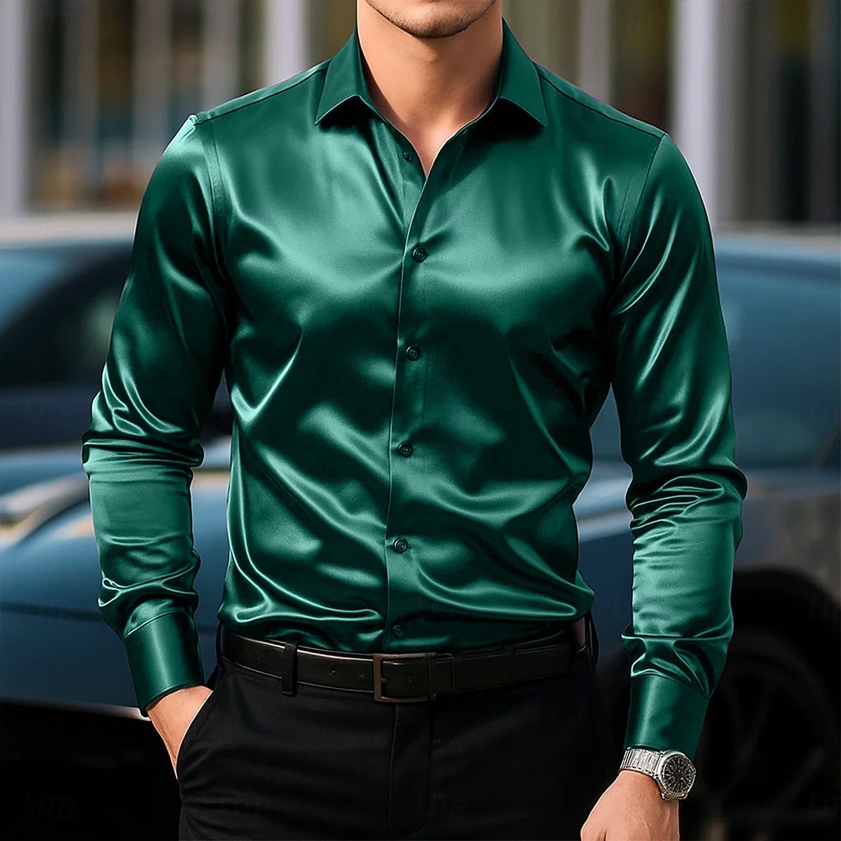Per uomo Camicia Camicia in raso Camicia casual Camicia con Bottoni Semplice Formale Matrimonio Nero Bianco Vino Blu marino Manica Lunga Bavero Primavera & Autunno Tutte le stagioni Abbigliamento del 2025 a $23.99 –P8
