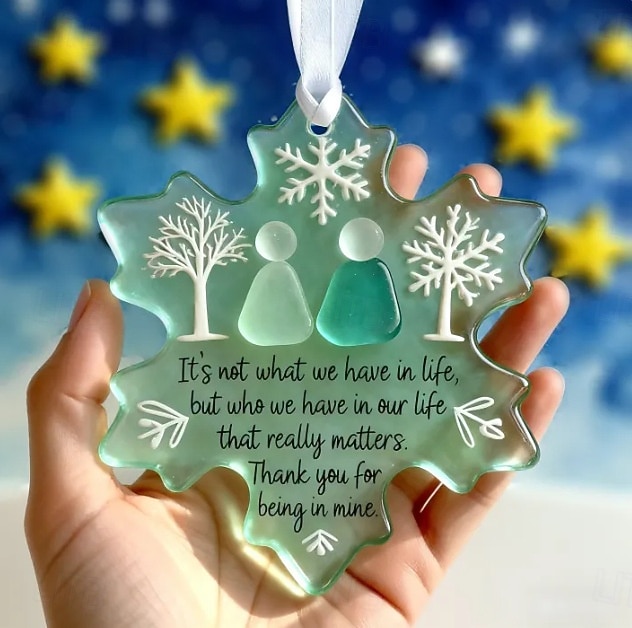 Snowflake Shaped Acrylic Snowflake Sea Glass Friendship Christmas Ornament Unique Friendship Keepsake Coastal Winter Xmas Tree Decoration Ideal Gifts for Best Friends 2025 - $10.99 –P2