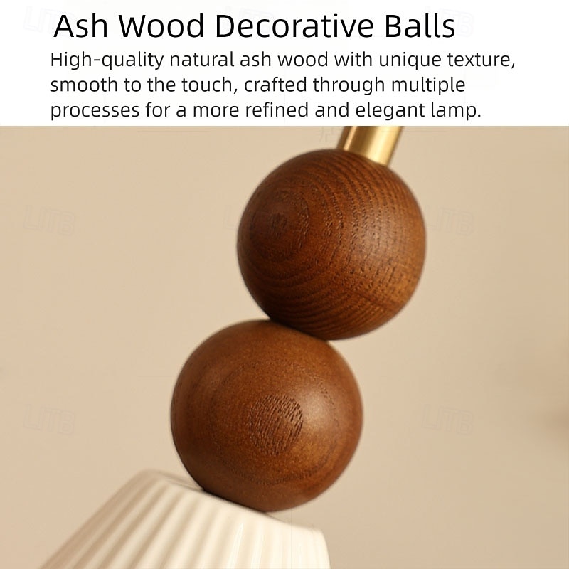 lampada a sospensione affusolata in tessuto plissettato, lampada a sospensione in legno e ceramica, lampada a sospensione per sala da pranzo, ristorante, bar, camera da letto 85-265 V del 2025 a $113.99 –P6