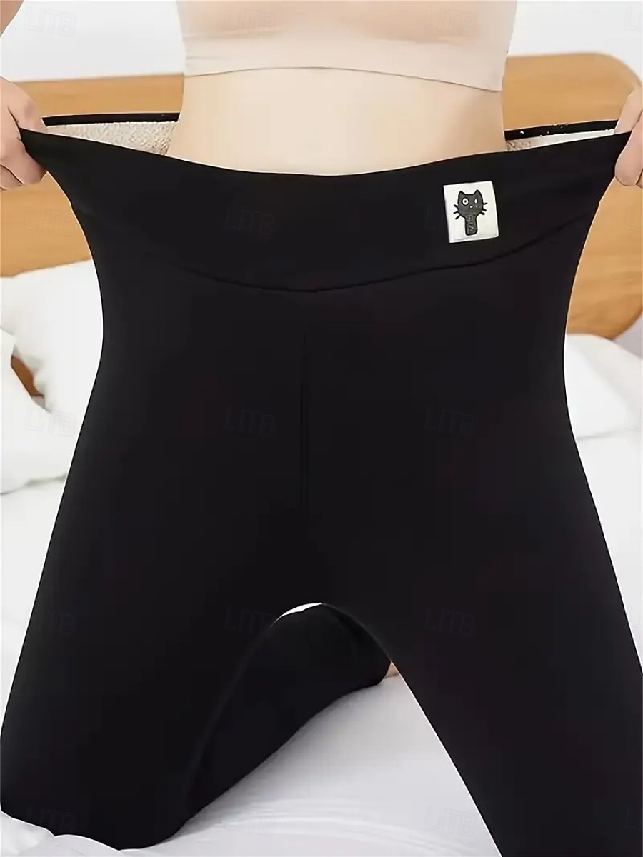 Naisten fleecevuoratut leggingsit Fleece-housut Leggingsit Muoti Katutyyli Perus Täyspitkä Korka vyötärö Tavallinen Korkea leikkaus Mukava Pehmeä Joustamaton Päivittäin Koti Loma Laivasto Musta Viini 2026 - $24.99 –P7