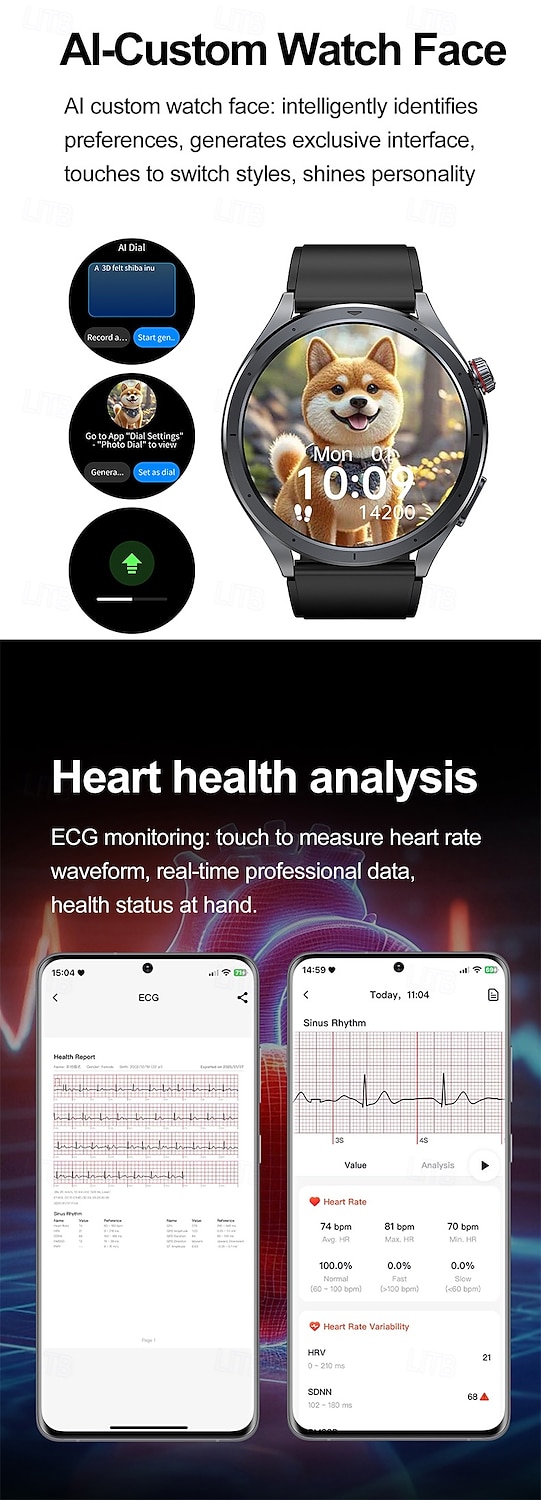 iMosi ET472 Reloj inteligente 1.53 pulgada Smartwatch Reloj elegante Bluetooth ECG + PPG Podómetro Recordatorio de Llamadas Compatible con Android iOS Mujer Hombre Llamadas con Manos Libres 2025 - $62.99 –P4