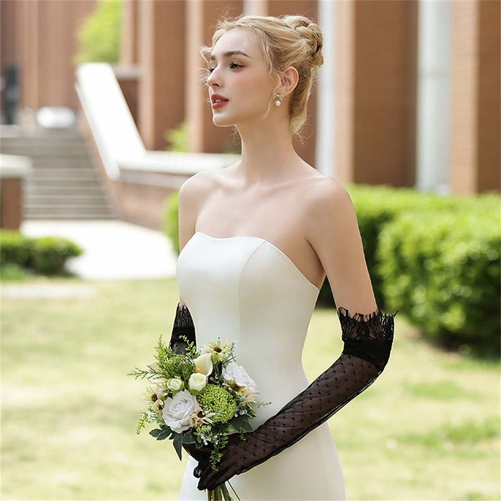 Com Transparência Até o Cotovelo Luva Elegante / Festa / Noite / à moda Com Cor Pura Luvas de Festa / Casamento de 2025 por $14.99 –P4