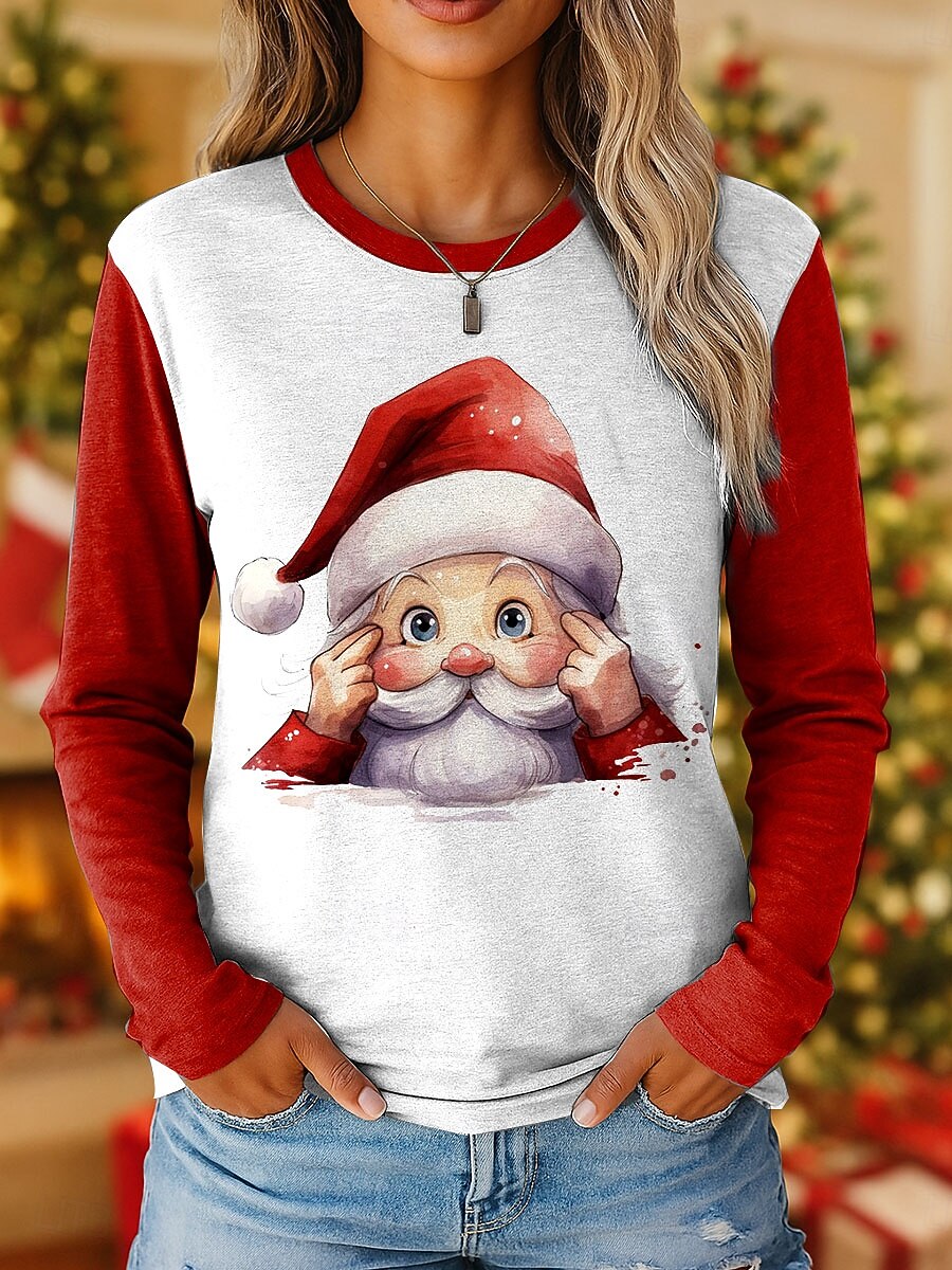 Papá Noel Playera NavideÃ±a Roja Camiseta De Navidad Santa Claus