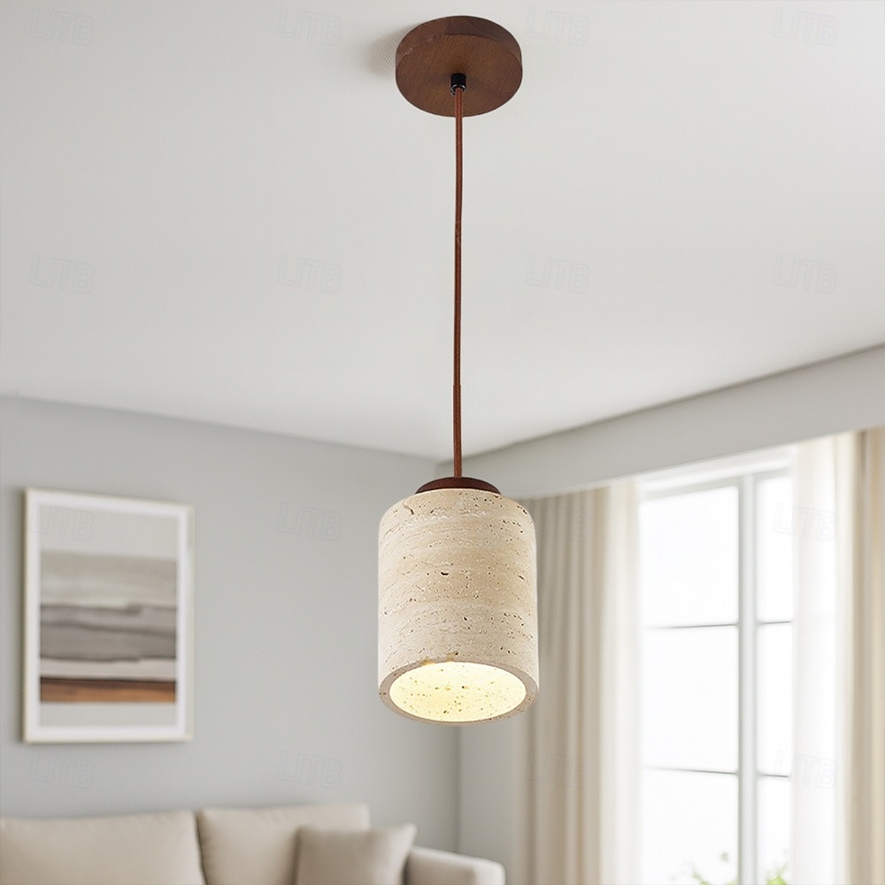 lampada a sospensione in pietra naturale nordica cilindro piccolo metà secolo moderno appeso 85-265v del 2025 a $67.99 –P19