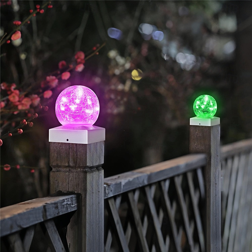 1 lámpara LED solar para jardín exterior, decorativa, de ambiente, para paisaje, faro delantero, bola de cristal agrietada, luz LED 2026 - $23.99 –P7