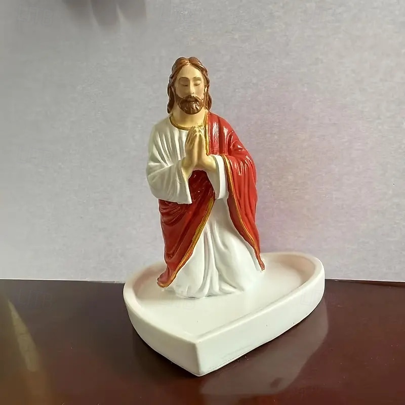 Neitsyt Maria Jeesus rukousnauha haltija pyhä katolinen veistos uskonnollinen siunattu patsas uskonnollinen lahja sopii makuuhuoneeseen olohuoneeseen toimistotyöpöydän koristeluun 2025 - $24.99 –P7