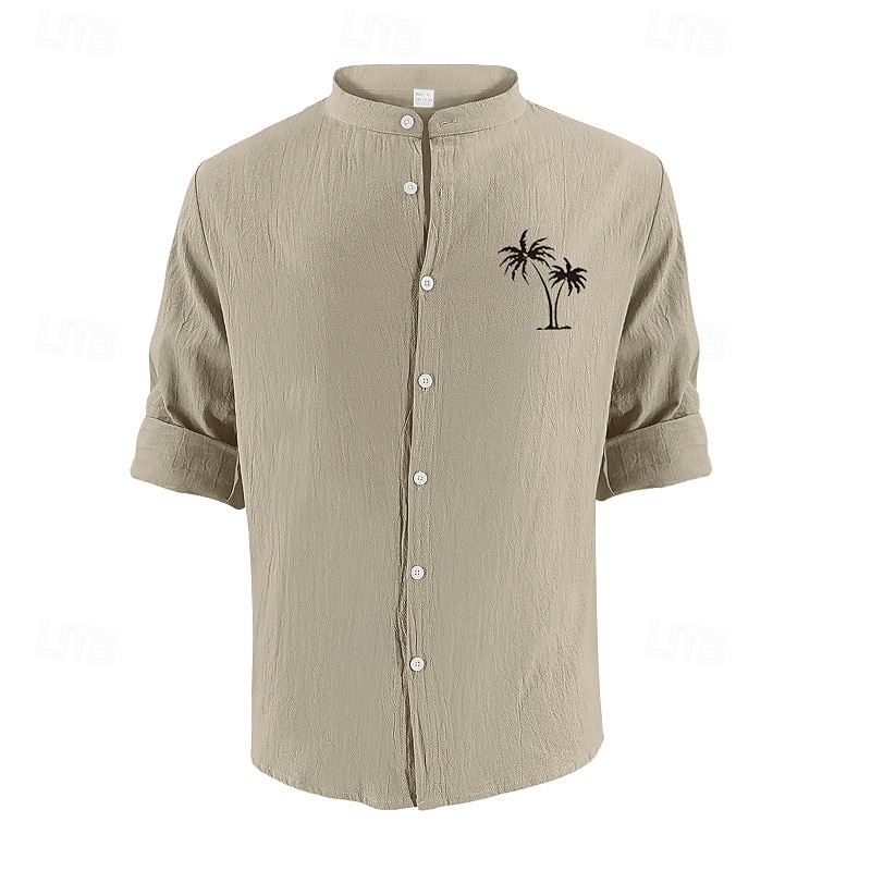 Miesten Paita Pellava paita Rento paita Button Up paita Puuvillainen paita Palmu Loma Havaijilainen Musta Valkoinen Khaki Harmaa Pitkähihainen Nauhakaulus Kevät Syksy Vaatetus Painettu 2025 - $25.99 –P14