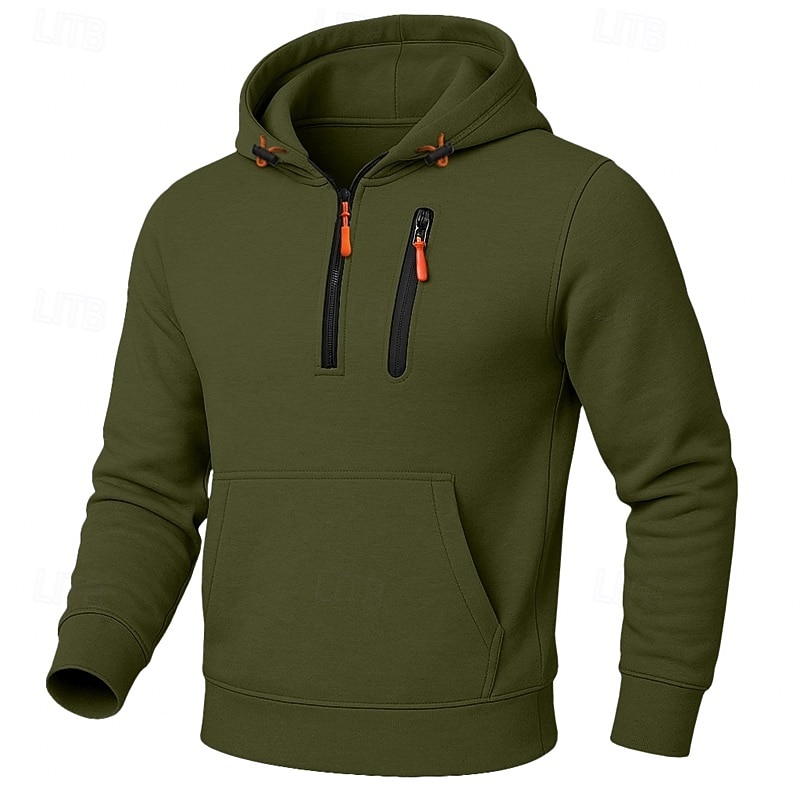 Men's Hoodie Quarter Zip Hoodie Tactical Hoodie Black White Army Green Navy Blue Khaki Hooded Plain Zipper Sports & Outdoor Casual Daily Streetwear Cool Sportswear Fall Spring &  Fall Clothing Apparel 2026 - $24.99 –P6