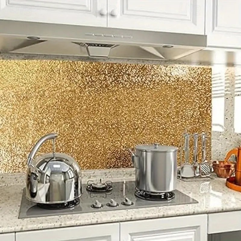2 rolos de adesivos para backsplash de cozinha, papel de parede autoadesivo de folha de alumínio - resistente ao calor 450 ° F, à prova de óleo, à prova d'água, fácil de cortar para armários, fogões, de 2026 por $16.99 –P5
