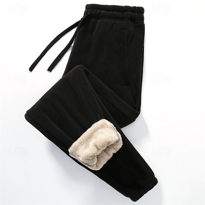 Herren Jogginghose Fleecehose Hose Winterhose Kordelzug Tasche Elastischer Bund Einfach Komfort Warm Sport im Freien Täglich Mode Lässig Schwarz Khaki Mikroelastisch 2026 - $28.99 –P14