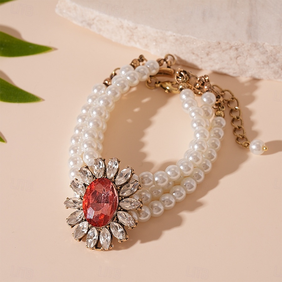 Women's Pearl Jewelry Set with Earrings, Necklace and Bracelet - Elegant Vintage Style Accessories with Crystal Accents for Ballroom Party, Wedding and Formal Events 2025 - $18.99 –P6