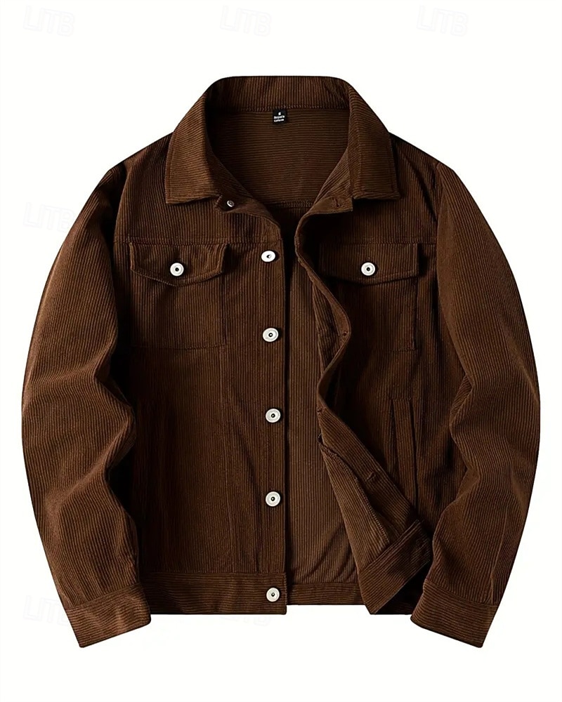Per uomo Giacca in Velluto a Coste Giacca Cargo Giacca Casual Vacanza Quotidiano Caldo Tasca Autunno & Inverno Semplice Moda Classico Bavero Regolare Nero Blu Verde militare Caffè Giacca del 2025 a $33.99 –P1