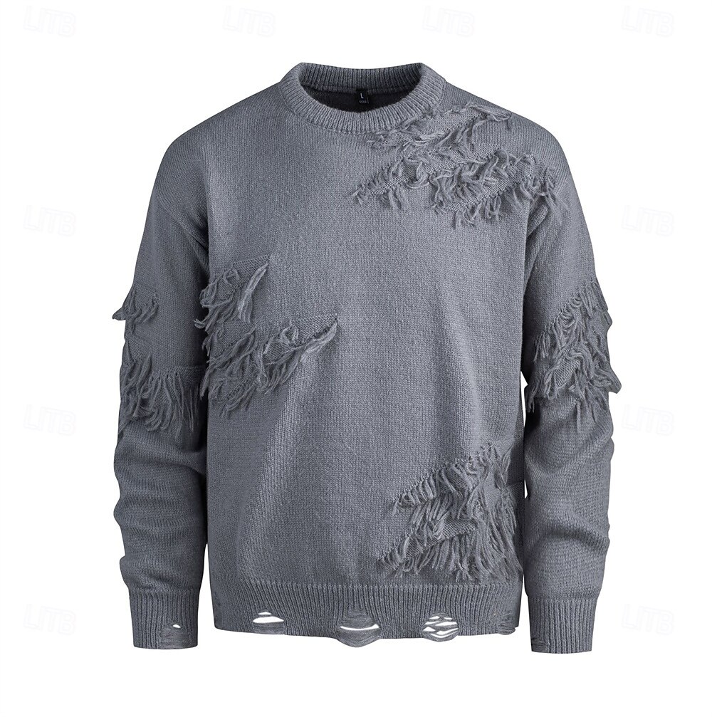 Herren Pullover Strickpullover Gerippt Stricken Normale Oberteile Gestrickt Zerrissen Einfach Rundhalsausschnitt Mode Basic Urlaub Alltagskleidung Bekleidung Herbst Winter Schwarz Khaki M L XL 2026 - $47.99 –P2